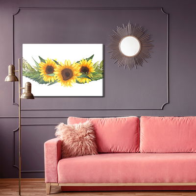 Ljuddämpande tavla - Sunflowers with green leaves