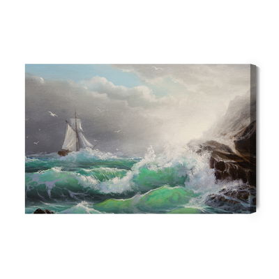 Ljuddämpande tavla - Sailboat with sea and waves