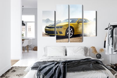 Ljuddämpande tavla - 3d drifting yellow car