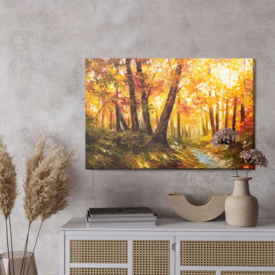 Ljuddämpande tavla - Autumn forest near the river