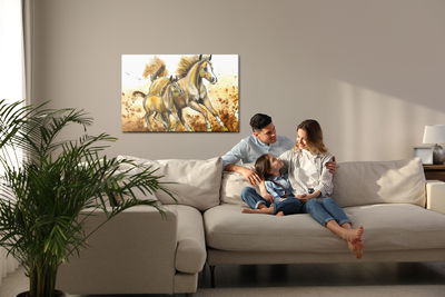 Ljuddämpande tavla - Galloping horses painted