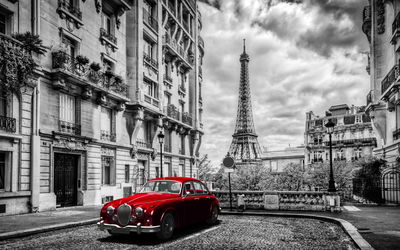 Ljuddämpande tavla - Red car in retro style