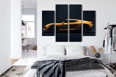 Ljuddämpande tavla - Yellow 3d sports car