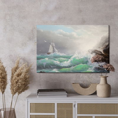 Ljuddämpande tavla - Sailboat with sea and waves