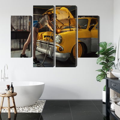 Ljuddämpande tavla - Sexy woman welded to a car