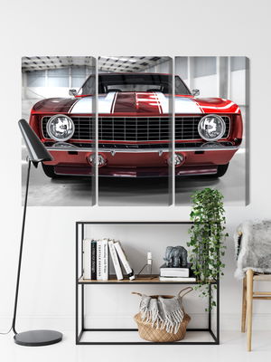 Ljuddämpande tavla - A red muscle car in a garage