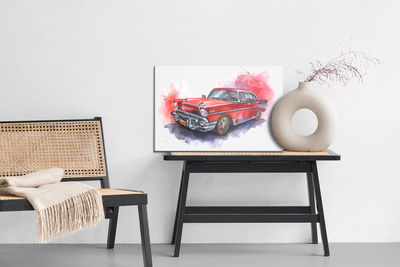 Ljuddämpande tavla - Old car in watercolours