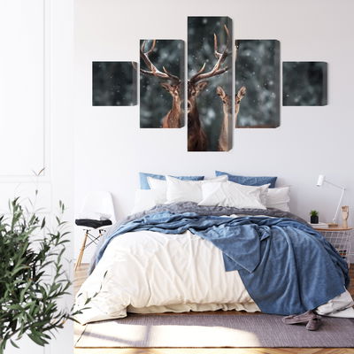 Ljuddämpande tavla - Deer and doe in the 3d forest