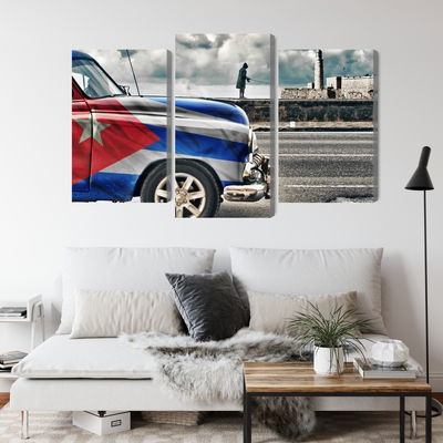 Ljuddämpande tavla - A car with a cuban flag