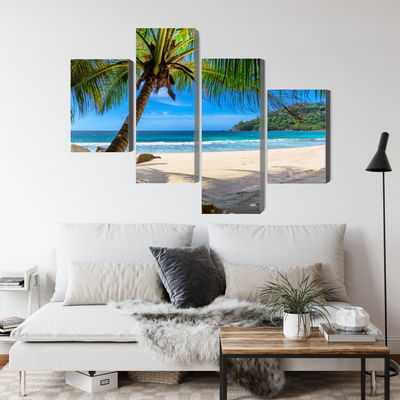 Ljuddämpande tavla - Tropical beach with 3d palm