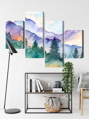 Ljuddämpande tavla - Painted mountain landscape