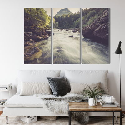 Ljuddämpande tavla - Mountain river in the forest