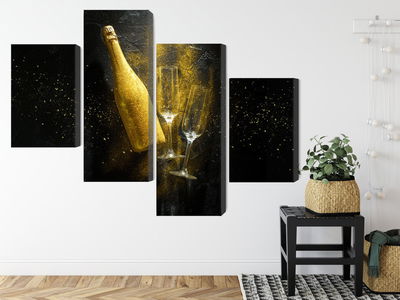 Ljuddämpande tavla - Golden bottle of champagne