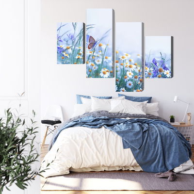 Ljuddämpande tavla - Butterfly and wildflowers