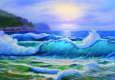 Ljuddämpande tavla - Painted seascape