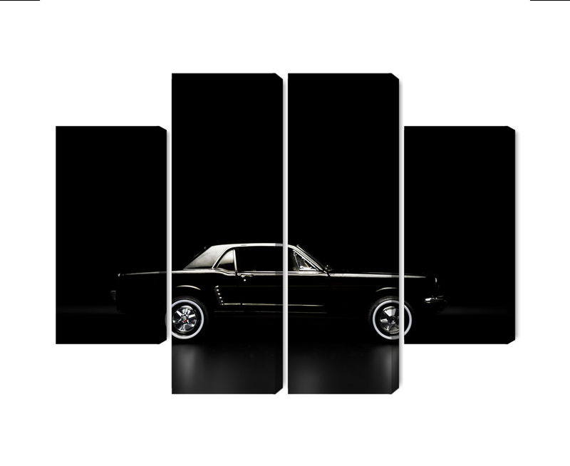 Ljuddämpande tavla - Black retro car on a dark