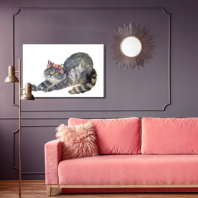 Ljuddämpande tavla - Stretching cat painted