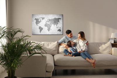 Ljuddämpande tavla - World map in shades of grey