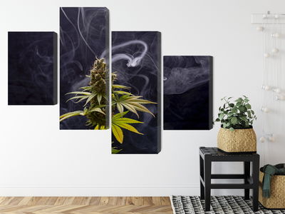 Ljuddämpande tavla - Cannabis plant on a smoky