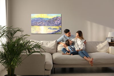 Ljuddämpande tavla - Watercolor mountain landscape