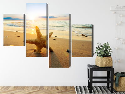 Ljuddämpande tavla - Starfish on the beach 3d