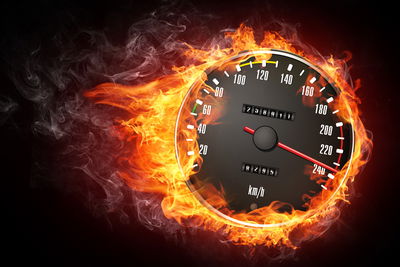 Ljuddämpande tavla - Speedometer in flames