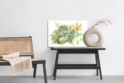 Ljuddämpande tavla - Zucchini with flowers painted