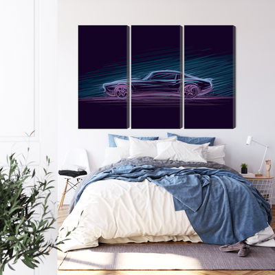 Ljuddämpande tavla - Neon muscle car