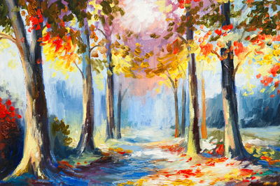 Ljuddämpande tavla - Colorful forest landscape
