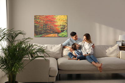 Ljuddämpande tavla - Path in the autumn forest