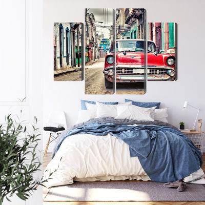 Ljuddämpande tavla - Red chevrolet car in retro