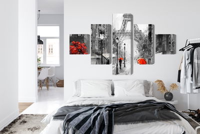 Ljuddämpande tavla - People with red umbrellas