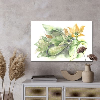 Ljuddämpande tavla - Zucchini with flowers painted