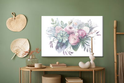 Ljuddämpande tavla - Pastel flowers painted