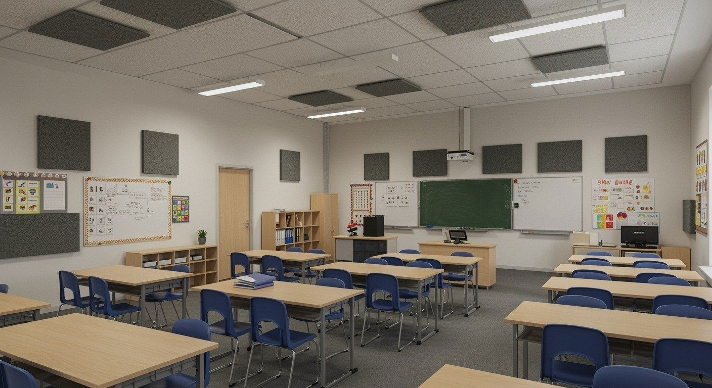 Ljudabsorbera skolsal