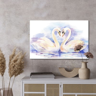 Ljuddämpande tavla - Loving swans