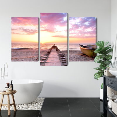 Ljuddämpande tavla - Boat on the beach 3d