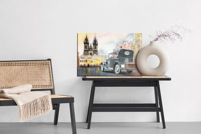 Ljuddämpande tavla - Downtown with old car