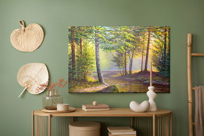 Ljuddämpande tavla - River in the summer forest