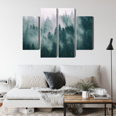 Ljuddämpande tavla - Fog in the green forest