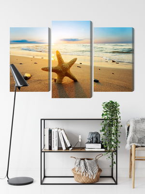 Ljuddämpande tavla - Starfish on the beach 3d