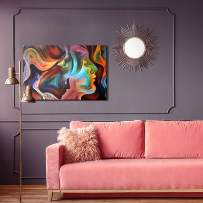 Ljuddämpande tavla - Abstract faces