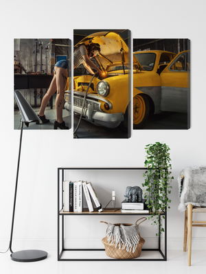 Ljuddämpande tavla - Sexy woman welded to a car