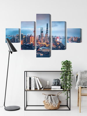 Ljuddämpande tavla - Shanghai panorama at night