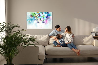 Ljuddämpande tavla - Woman's face with plants