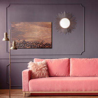 Ljuddämpande tavla - Coffee beans on a wood