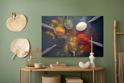 Ljuddämpande tavla - Coloured spices on spoons