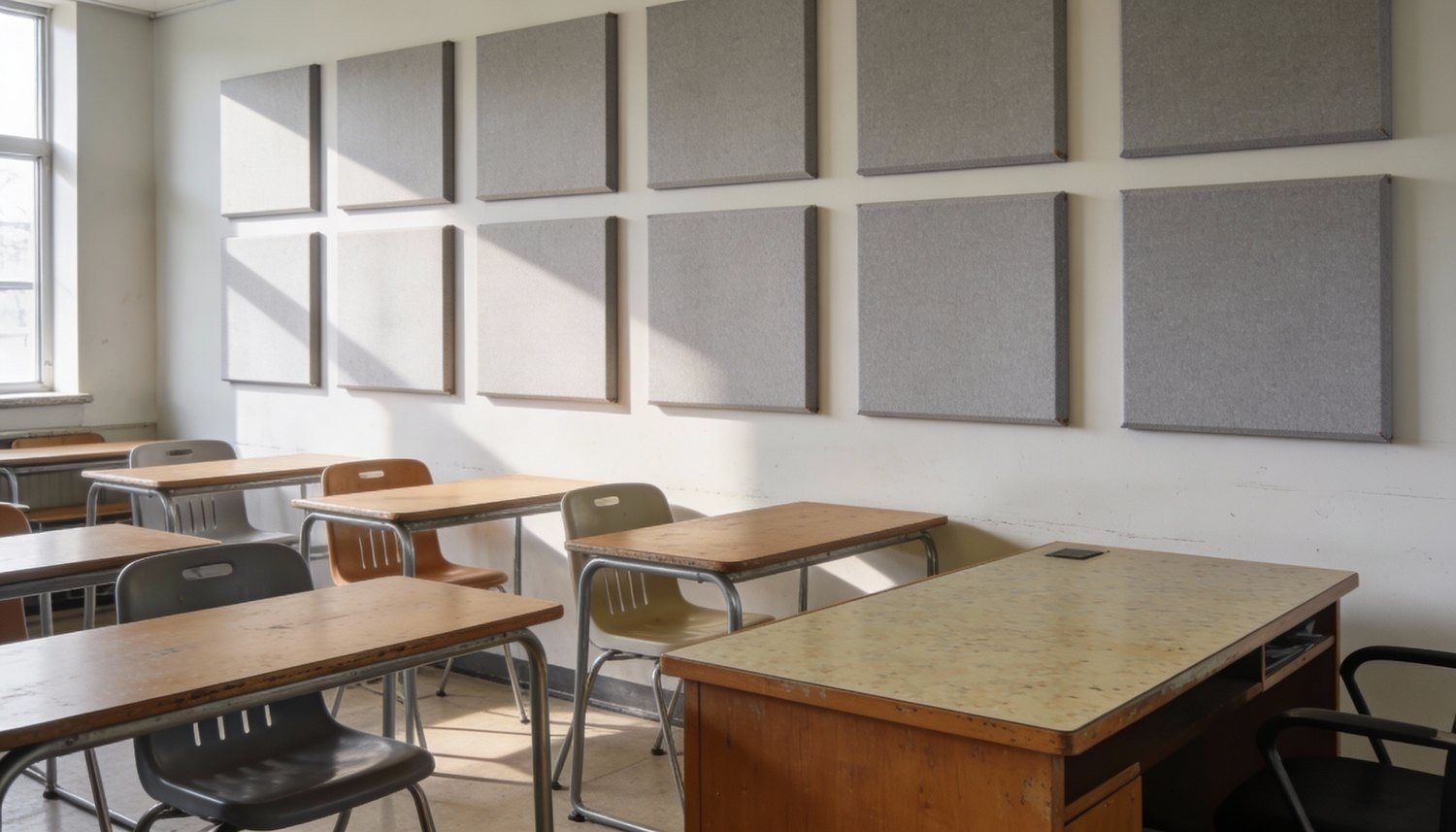 Kunskapsportal om ljudabsorbenter till vägg för skola och skolmiljö samt ljudisolering och vibrationsdämpning