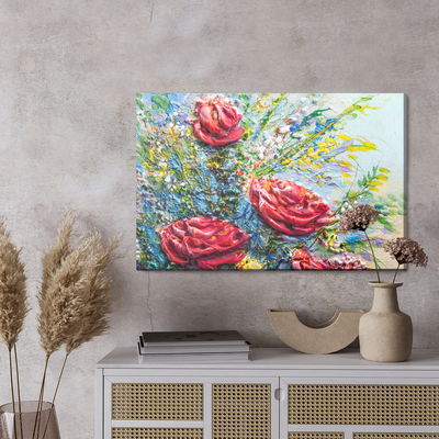 Ljuddämpande tavla - A painting of blooming roses