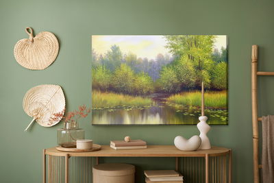 Ljuddämpande tavla - Spring landscape with a lake